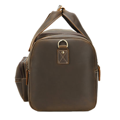 Full Grain Leather Vintage Retro Large Capacity Duffle Weekender Overnight Travel Duffel Bag for