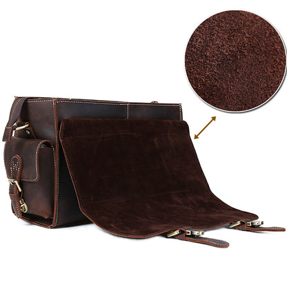 Vintage Luxury Design High Quality Customizable Men's Crazy Horse Genuine Leather Sling Shoulder Bag Zipper Camera Briefcase