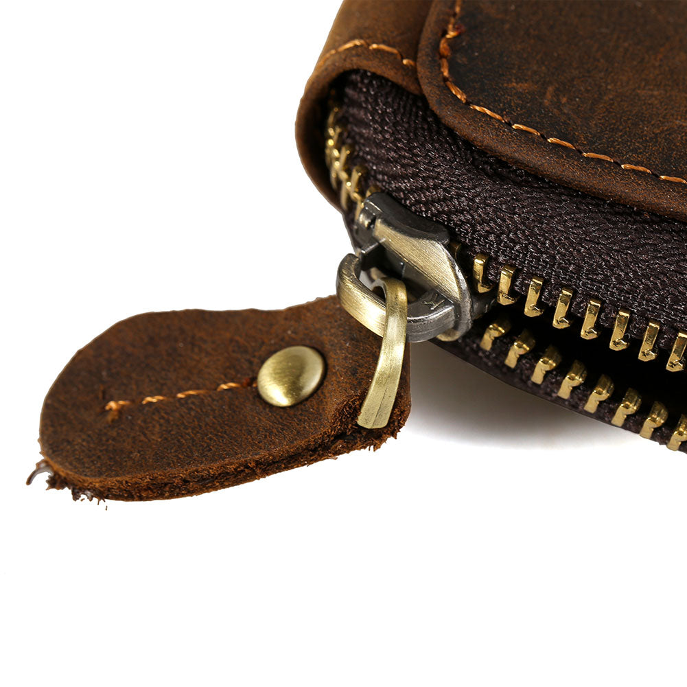 Genuine Cow Leather Car Key Holder Wallets Housekeeper Card Zipper Case Keys Organizer for Men