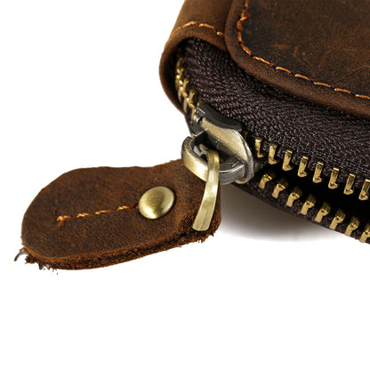 Genuine Cow Leather Car Key Holder Wallets Housekeeper Card Zipper Case Keys Organizer for Men