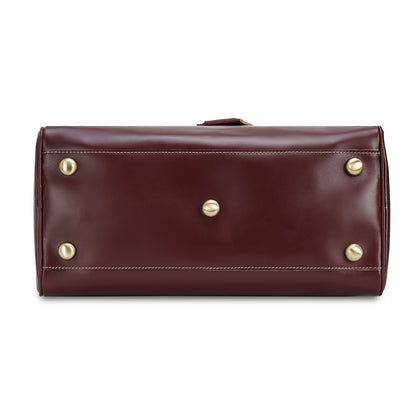 Retro Oversize Burgundy Red Genuine Leather Zipper Durable High Quality Unisex Waterproof Travel Weekend