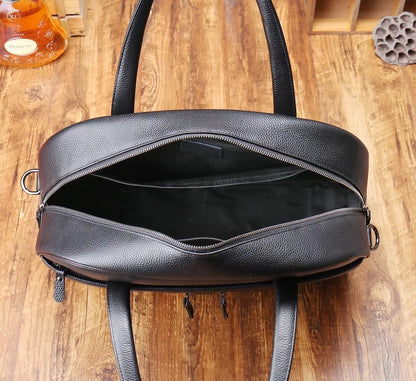 Hot Selling Handmade Genuine Pebble Leather Messenger Duffel Overnight Bag Laptop Briefcase Style Travel Bag