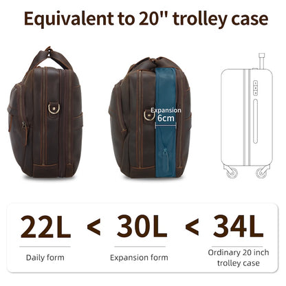 Factory Manufacture Vintage Soft Genuine Leather Men's Messenger Laptop Briefcase Bag Brown Business Use