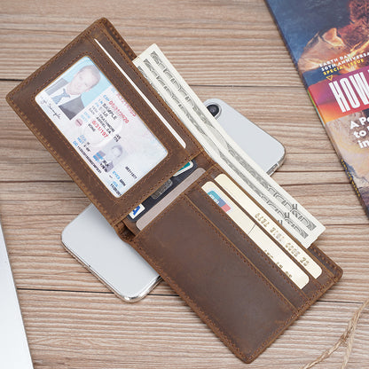 Vintage Design RFID Blocking Soft Top Grain Genuine Leather Bifold Wallet Real Leather Wallet for Man