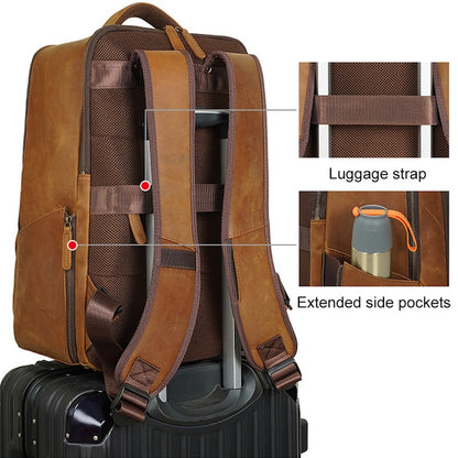 Luxury Nice Quality Crazy Horse Leather Backpack Leather Laptop Men Laredo Capacity Genuine Leather Backpack School Bag