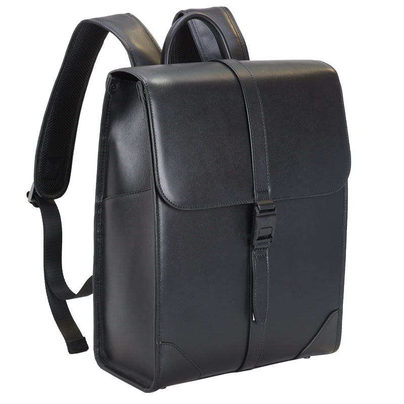 England British Style BlackGenuine Leather School Bag for Student Full Grain Leather Laptop Backpack Bag for Business