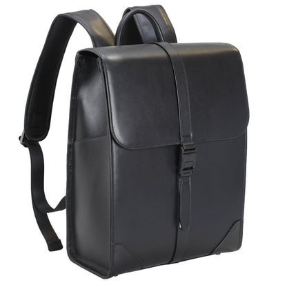 England British Style BlackGenuine Leather School Bag for Student Full Grain Leather Laptop Backpack Bag for Business